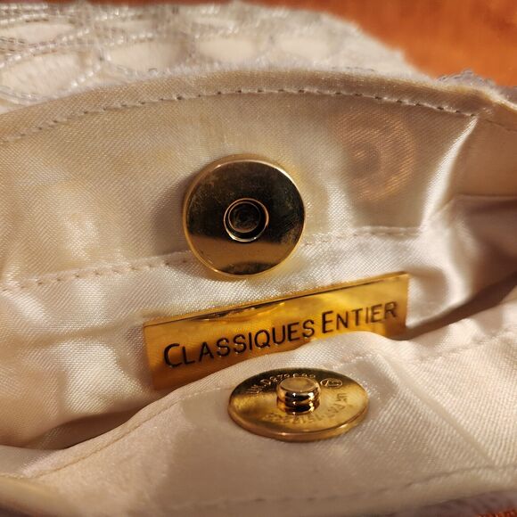 Vintage Cream/White Velvet Beaded Evening/Formal Purse/Bag - Gorgeous! - Picture 6 of 9